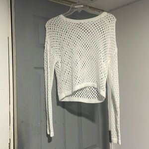 Womens white crocheted dress coverup.